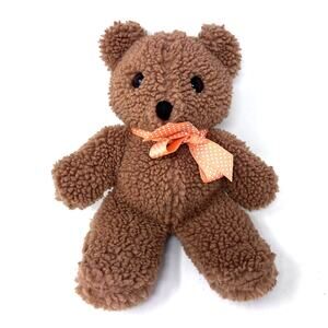 Douglas Cuddle Toys Teddy Bear Plush 12" Orange Dot Bow Lovey Vintage‎ 1990
